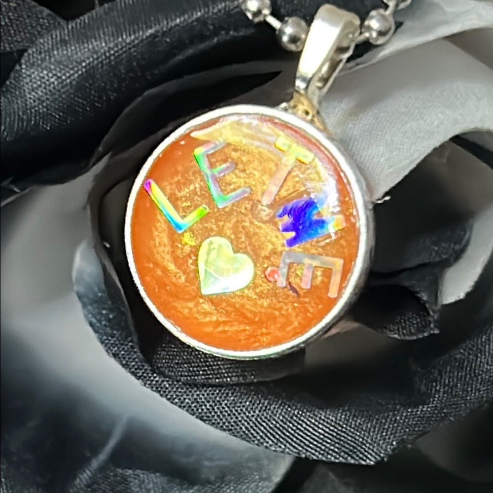 Orange LET ME Pendant Necklace